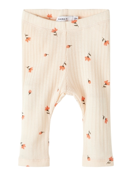 NAME IT Blomster Rib Leggings Fabina Creme De Peche